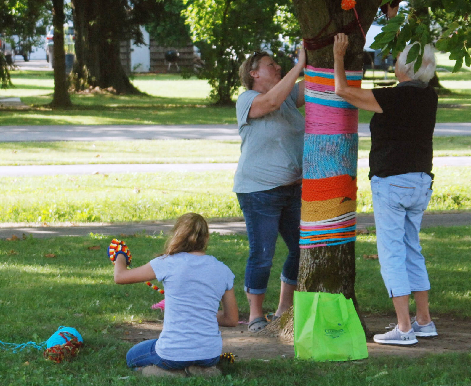 Yarn bombing in Rushville
